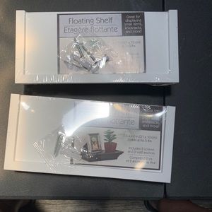 Small White Floating Shelf PVC Plastic and Hanging Hardware Holds 5 lbs 8.6 x 4